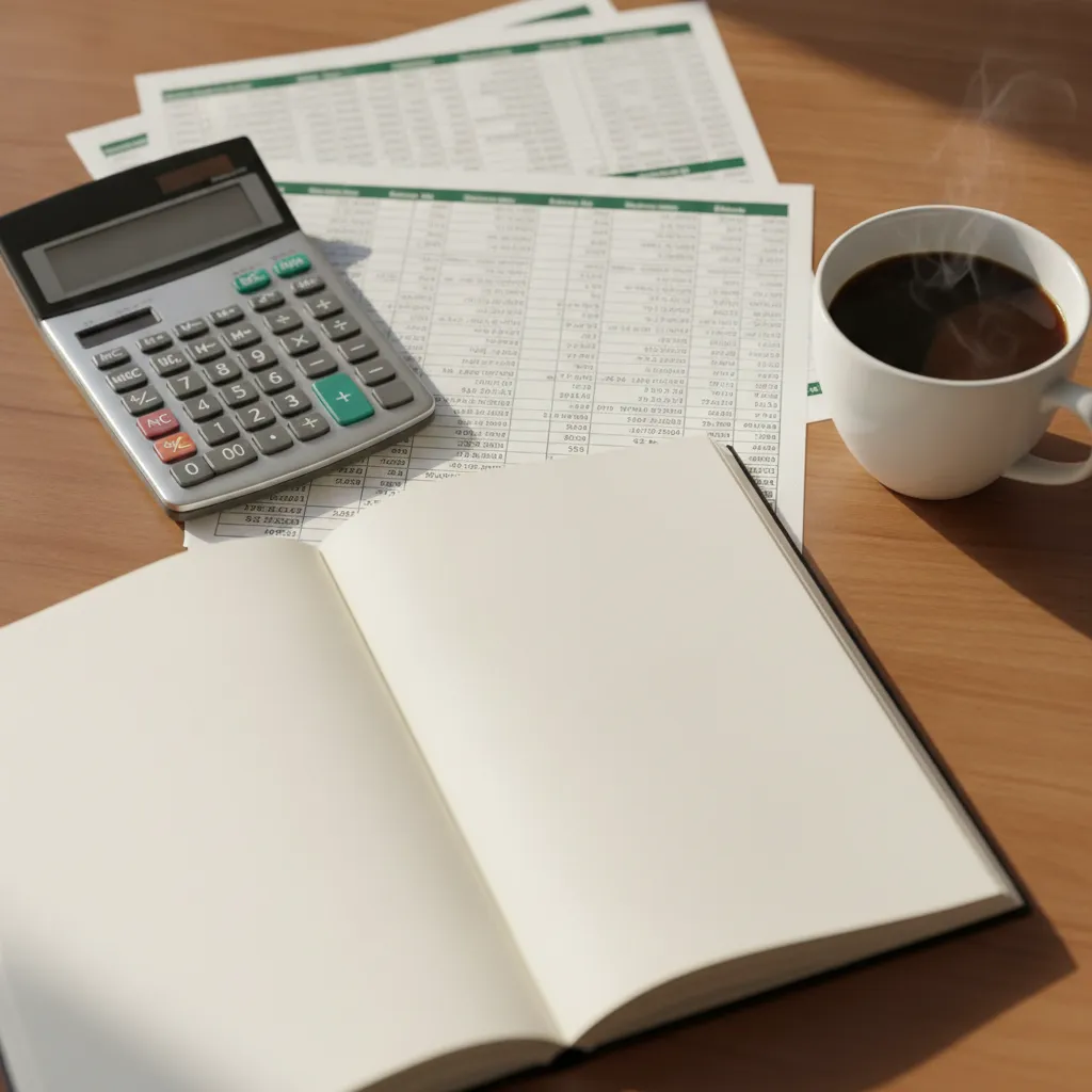 Calculatrice, agenda et devis de formation posés sur un bureau en bois